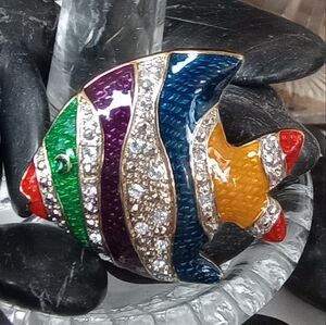 Angelfish Crystal Enamel Brooch Pin